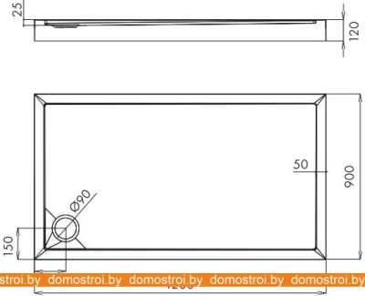 Душевой поддон Omnires Camden 90x120 (правый) фотография