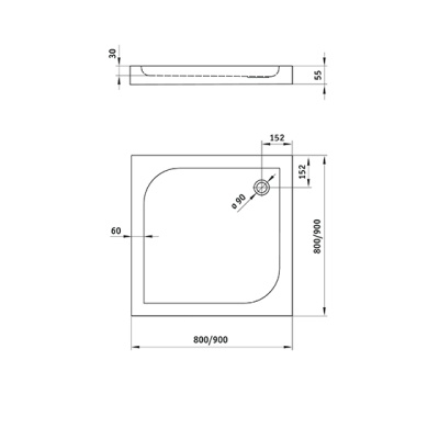 Поддон квадратный Deante Cubic KTK 041B 90х90х5,5 см фотография