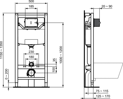 Комплект инсталляции и унитаза Ideal Standard Tesi Aquablade + кнопка Oleas M2 хром S0079R0121AA фотография