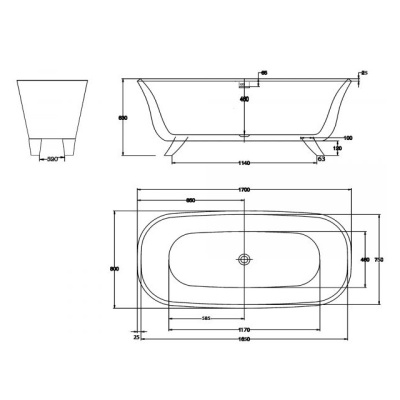 Акриловая ванна BelBagno BB40 170x80 фотография