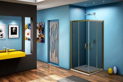 Душевой уголок GoodDoor JAZZE CR-90-B-BR 90x90 стекла коричневые (без поддона) фотография