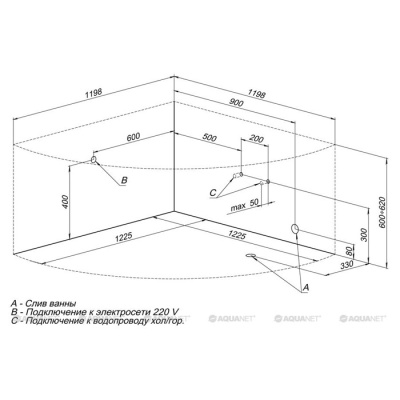 Акриловая ванна Aquanet Fregate 120x120 фотография