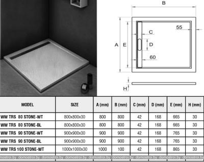 Душевой поддон WeltWasser TRS 100 Stone-WT 100x100 фотография