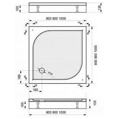 Мраморный душевой поддон Relisan Square 100x100x13.5 фотография