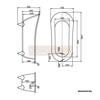 Акриловая ванна BelBagno BB06-1700-CRM 170x76 хром фотография
