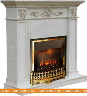 Комплект камина Smolcom Verona STD-ASP с Dimplex Atherton (белый дуб, патина золото) фотография