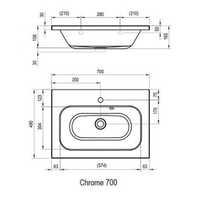 Умывальник Ravak Chrome 700 XJG01170000 фотография
