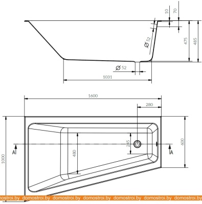 Ванны Cersanit Crea 160x100 L (с ножками) S301-232 фотография
